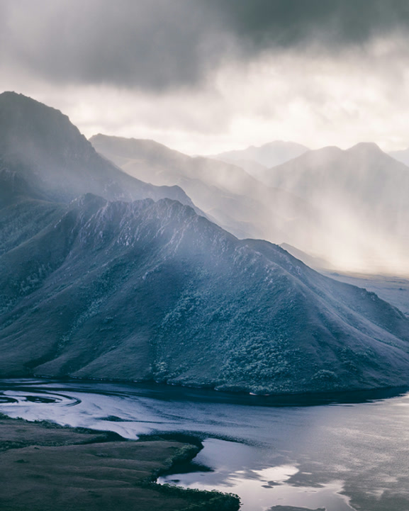 Southwest Tasmania wilderness water and mountains