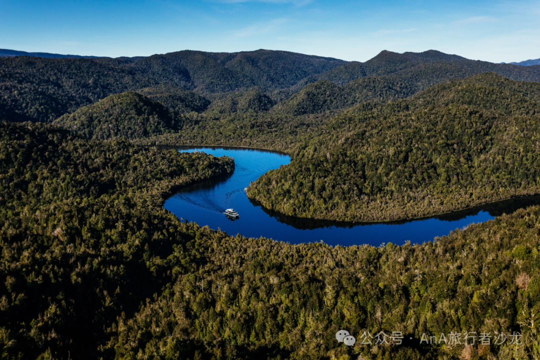 Tasmanian river and forest from above